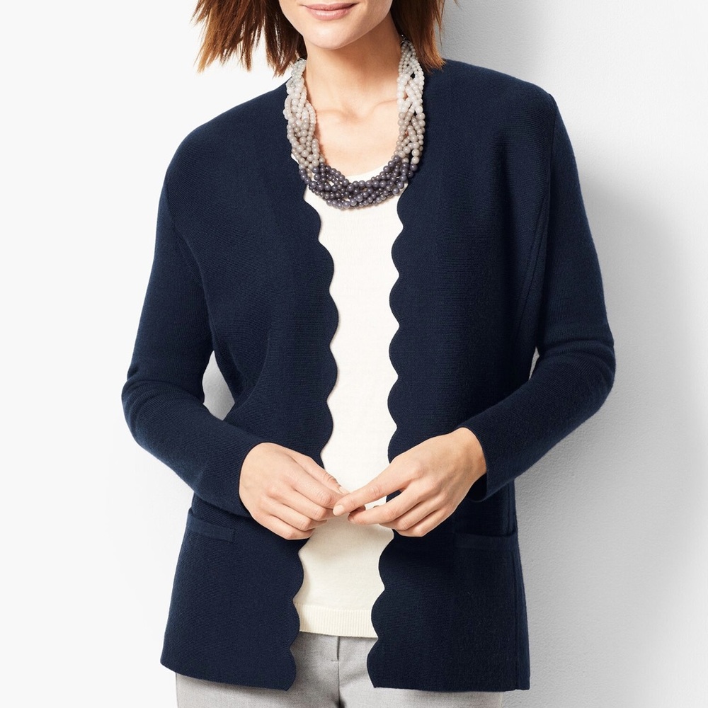 Talbots Scallop Edge Sweater Jacket